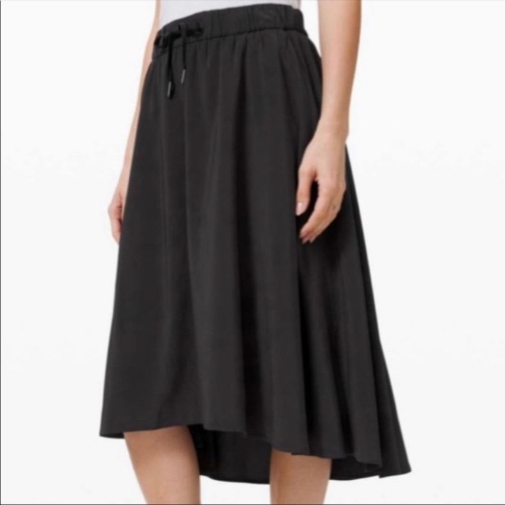 Black High-Low Drawstring Skirt - Women